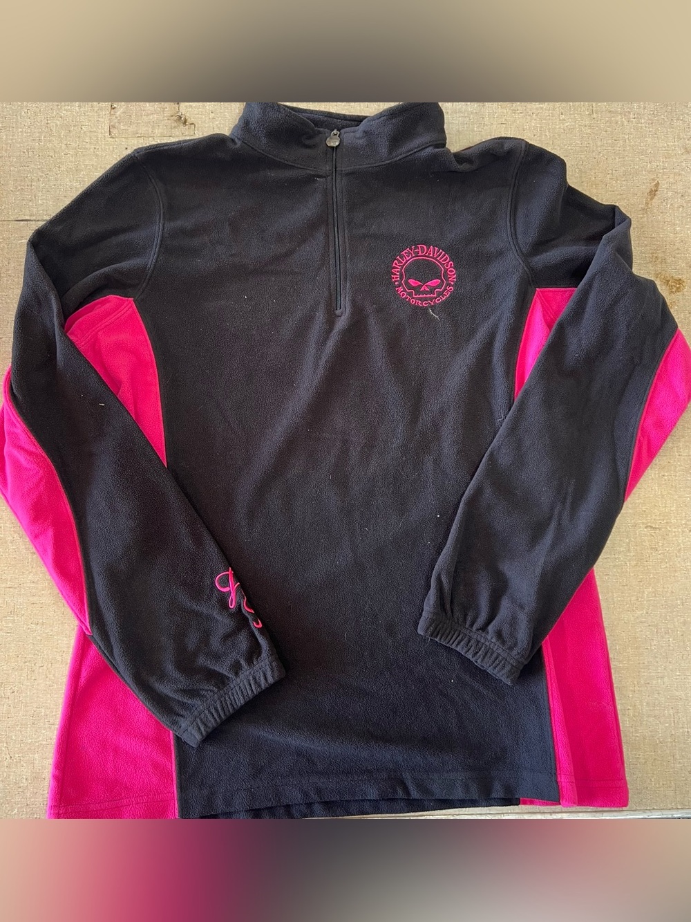 Harley-Davidson Black & Hot Pink Quarter-Zip Fleece Pullover